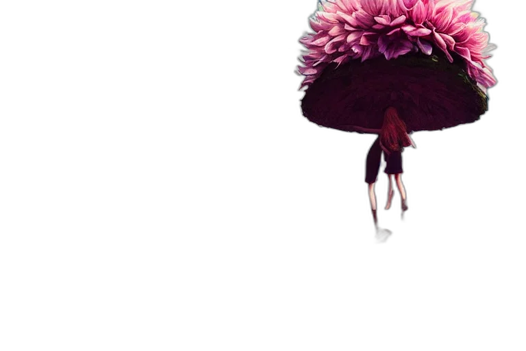 umbrella, flower, hat, creature, concept art, pixel art, 3d render, photorealistic transparent PNG cut-out