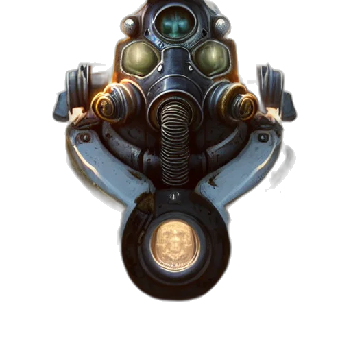robot, mask, weapon, face, concept art, 3d render, cyberpunk, fantasy art transparent PNG cut-out