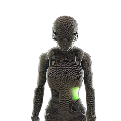 robot, staff, jewelry, jacket, 3d render, cyberpunk, concept art, neon lights transparent PNG cut-out