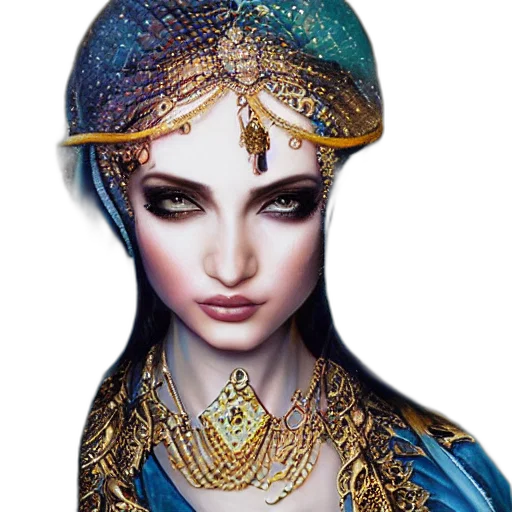 jewelry, crown, face, mask, fantasy art, photorealistic, concept art, oil painting transparent PNG cut-out
