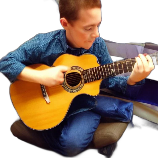 photorealistic, 3d render, playing, cmaj, guitar transparent PNG cut-out