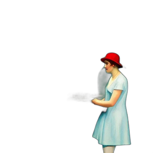 dress, hat, staff, umbrella transparent PNG cut-out