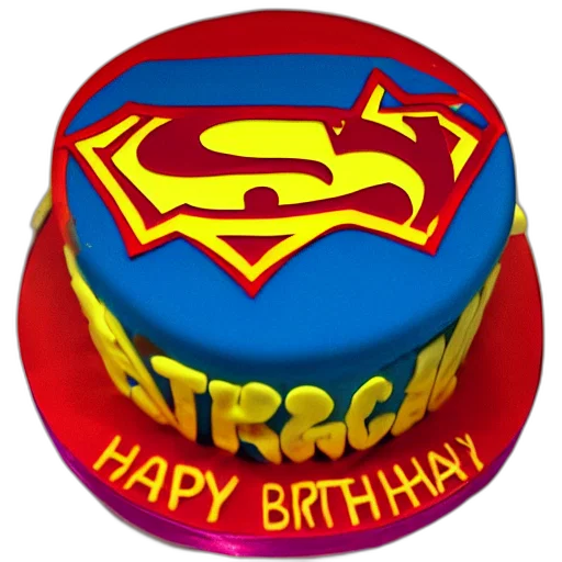 3d render, cheap, superhero, birthday, cake, kodak, film transparent PNG cut-out