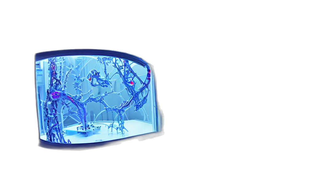 3d render, blue, complex, bifurcated transparent PNG cut-out