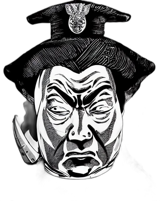 mask, face, staff, hat, comic book art, cartoon, concept art, photorealistic transparent PNG cut-out