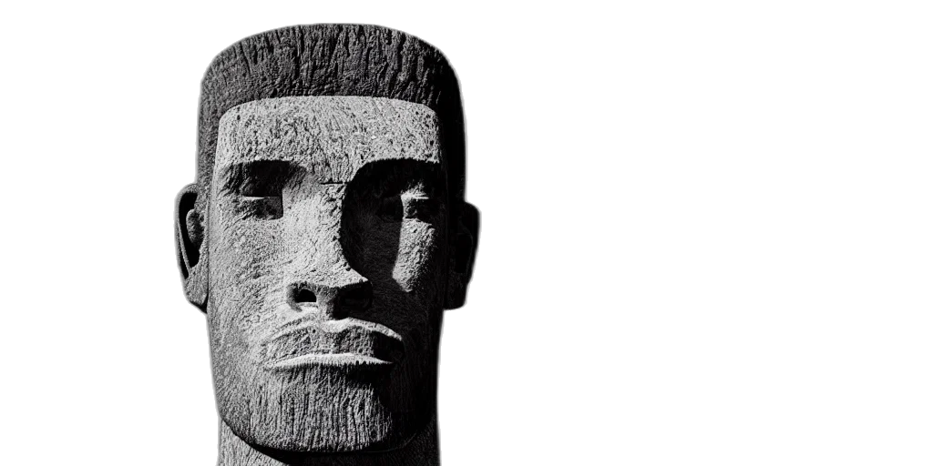 face, mask, staff, photorealistic, gigachad, easter, island, head transparent PNG cut-out