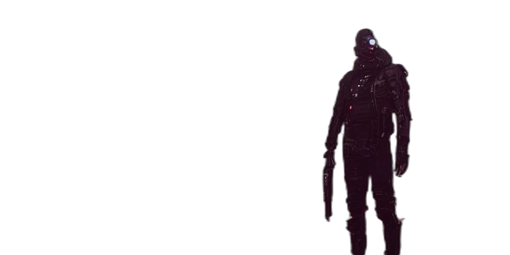 robot, weapon, creature, mask, concept art, pixel art, cyberpunk, 3d render transparent PNG cut-out
