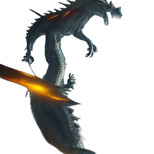 dragon, creature, animal, staff, concept art, fantasy art, 3d render, photorealistic transparent PNG cut-out