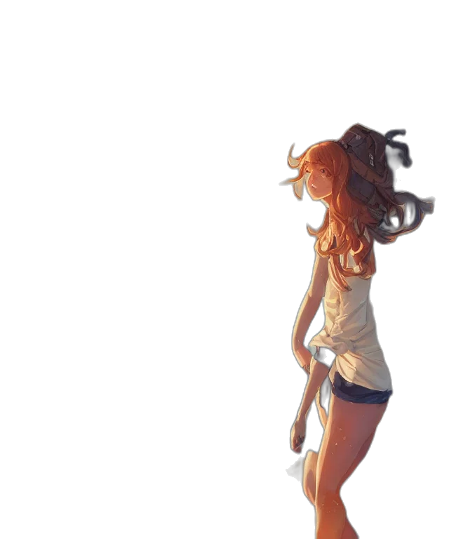 dress, hair, staff, creature, concept art, photorealistic, 3d render, anime transparent PNG cut-out