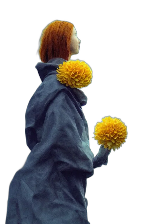 flower, jacket, umbrella, staff, photorealistic, 3d render, oil painting, concept art transparent PNG cut-out