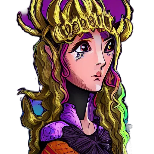 crown, staff, dragon, fantasy art, pixel art, anime, concept art, colorful transparent PNG cut-out