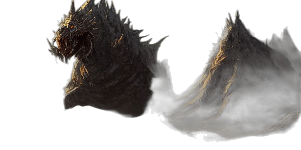 dragon, creature, hair, mask, concept art, fantasy art, photorealistic, 3d render transparent PNG cut-out