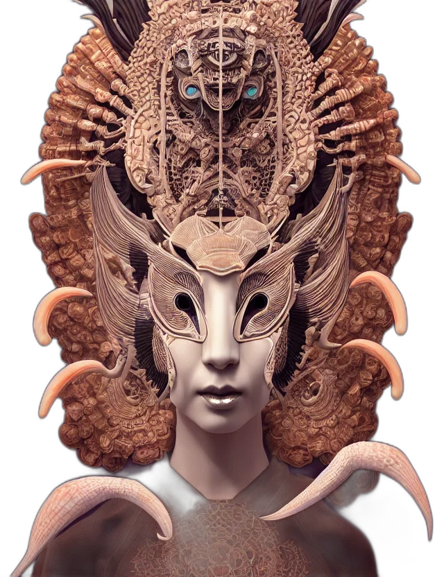 mask, creature, crown, face, fantasy art, concept art, 3d render, photorealistic transparent PNG cut-out