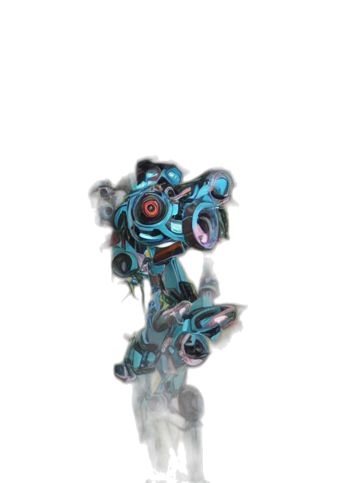 jewelry, robot, weapon, crown, 3d render, concept art, cyberpunk, photorealistic transparent PNG cut-out