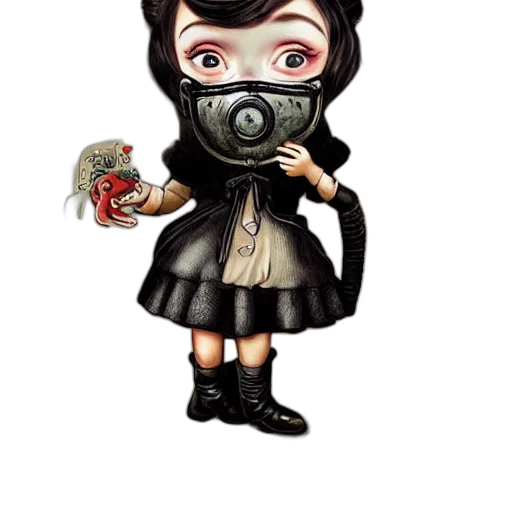 mask, concept art, cartoon, fantasy art, pixel art, cute, girl, gasmask transparent PNG cut-out