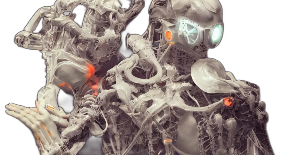 robot, concept art, 3d render, cyberpunk transparent PNG cut-out