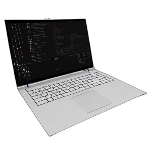 3d render, pixel art, monochrome, laptop transparent PNG cut-out