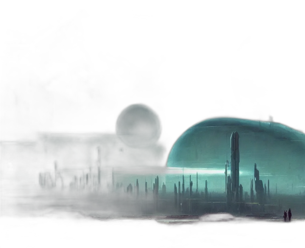 robot, concept art, 3d render, cyberpunk, fantasy art, fog, outer space, underwater transparent PNG cut-out