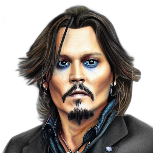 face, photorealistic, fantasy art, cartoon, comic book art, portrait, jonny, depp transparent PNG cut-out