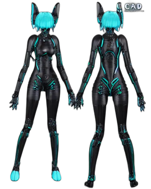 robot, concept art, 3d render, cyberpunk transparent PNG cut-out