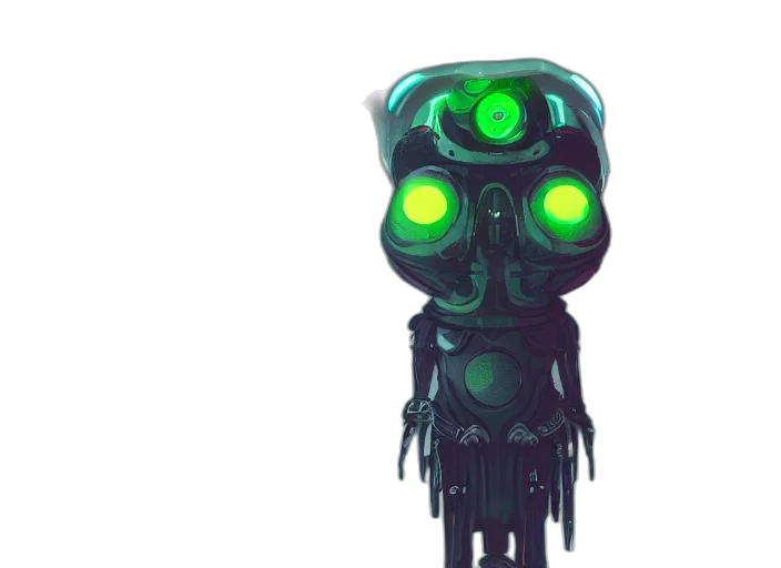 robot, mask, creature, concept art, cyberpunk, 3d render, pixel art, neon lights transparent PNG cut-out