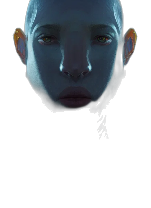 face, mask, creature, robot, concept art, photorealistic, fantasy art, cyberpunk transparent PNG cut-out