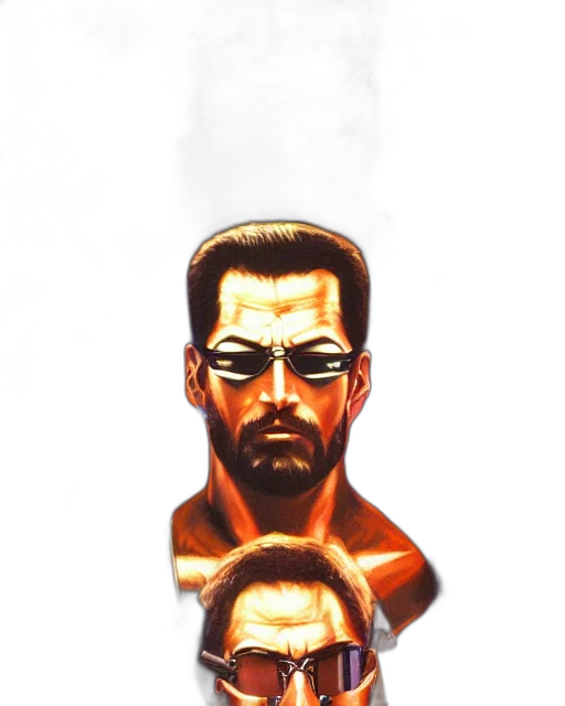 face, jacket, staff, mask, comic book art, pixel art, concept art, 3d render transparent PNG cut-out