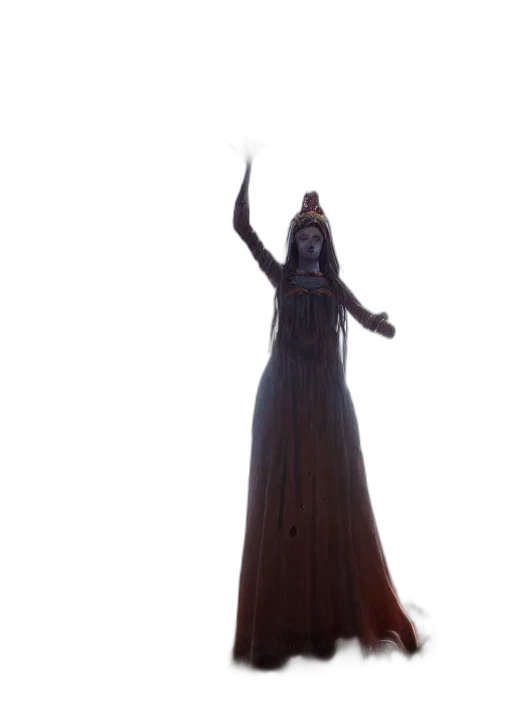 dress, staff, crown, creature transparent PNG cut-out
