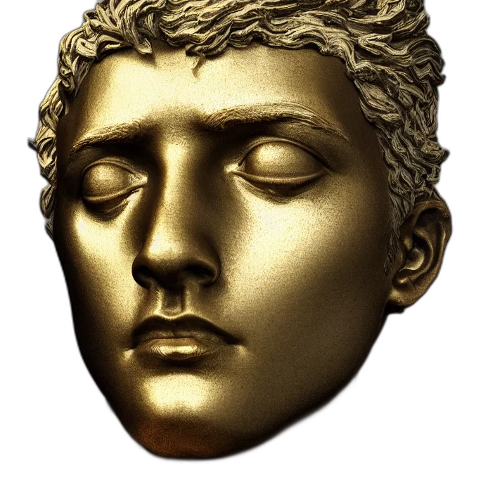 face, mask, jewelry, crown, photorealistic, 3d render, vaporwave, concept art transparent PNG cut-out