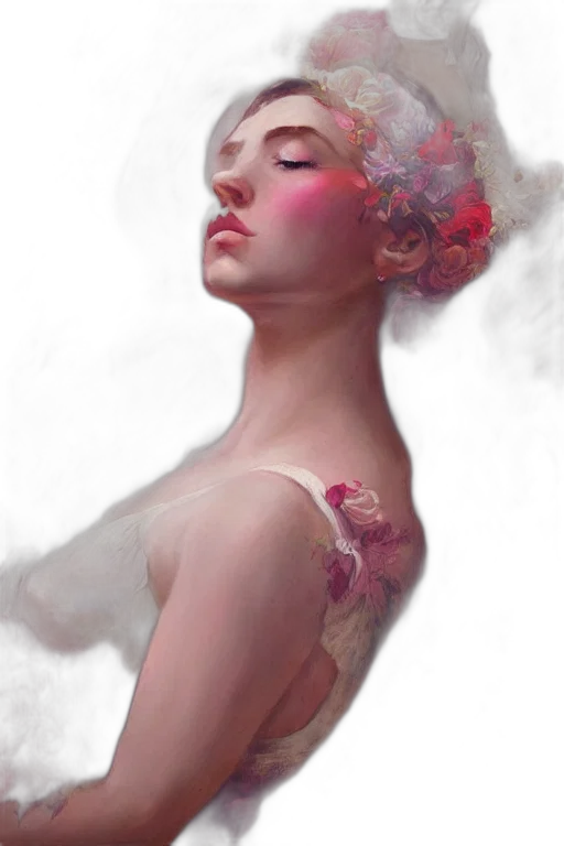 crown, dress, face, flower transparent PNG cut-out