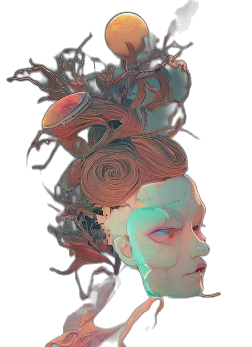 mask, crown, face, creature, concept art, 3d render, cyberpunk, fantasy art transparent PNG cut-out