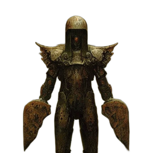 robot, mask, creature, staff, concept art, fantasy art, 3d render, pixel art transparent PNG cut-out
