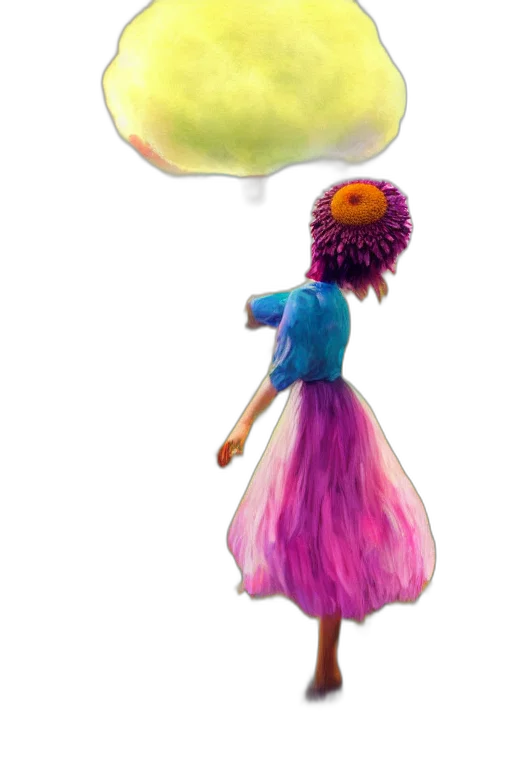 dress, umbrella, staff, hair transparent PNG cut-out
