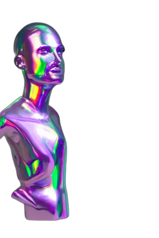 robot, face, vaporwave, 3d render, concept art, cyberpunk, neon lights, outer space transparent PNG cut-out