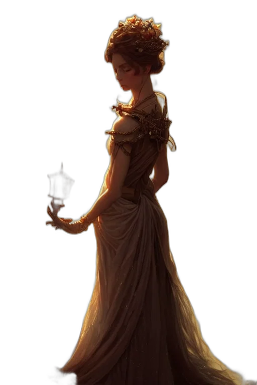 dress, staff, crown, jewelry transparent PNG cut-out
