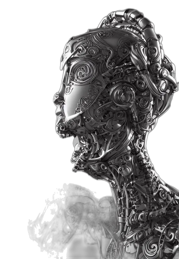 robot, mask, face, crown, concept art, cyberpunk, 3d render, fantasy art transparent PNG cut-out
