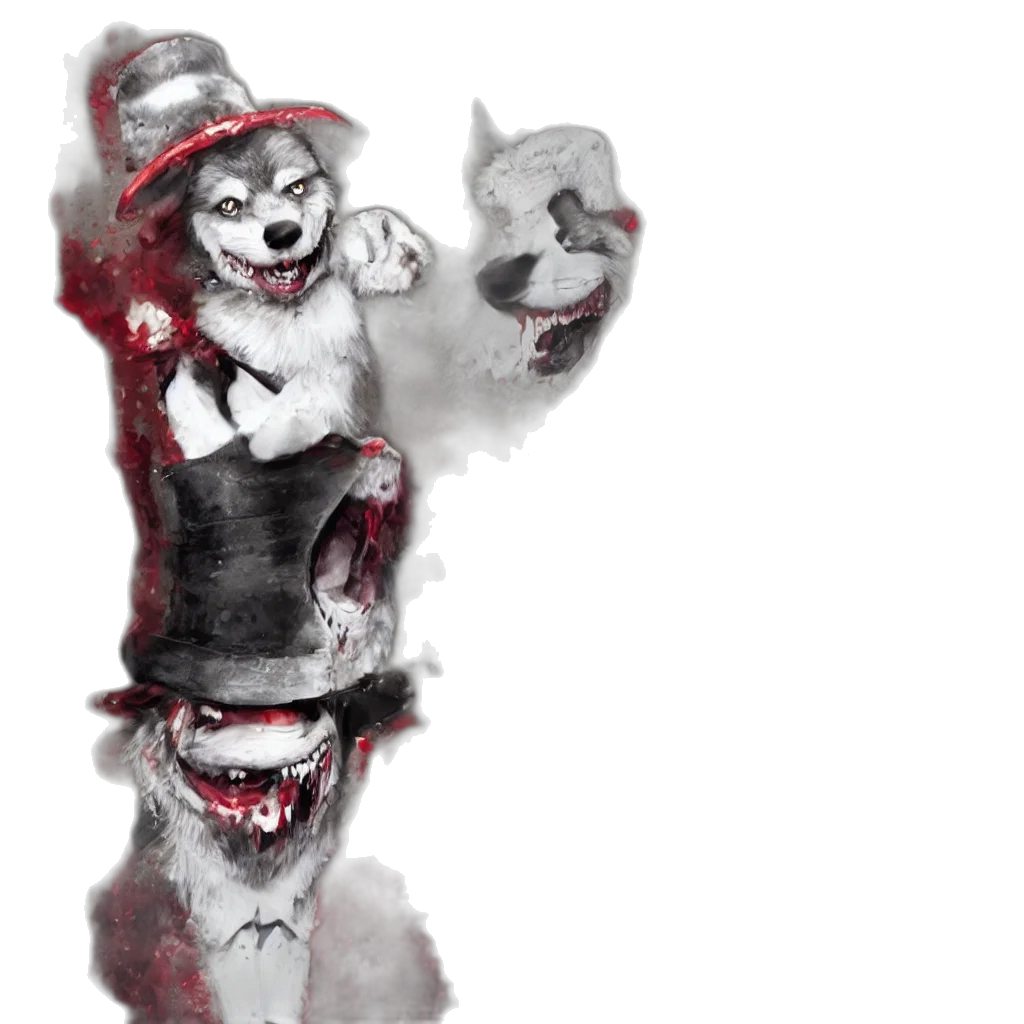 creature, concept art, watercolor, fantasy art, comic book art, fursona, bloody, wolf transparent PNG cut-out