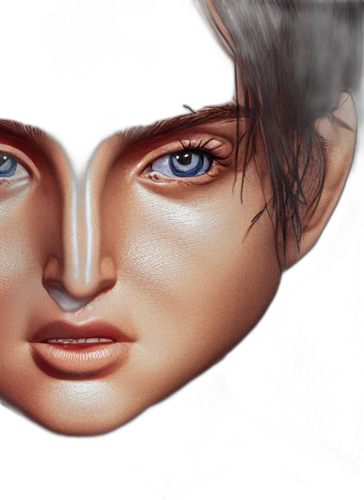 face, mask, hair, photorealistic, 3d render, fantasy art, concept art, earth tones transparent PNG cut-out