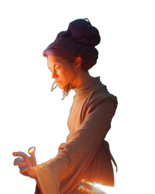 staff, face, jewelry, dress, concept art, photorealistic, oil painting, fantasy art transparent PNG cut-out