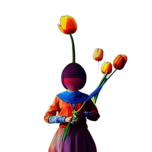 flower, staff, robot, dress transparent PNG cut-out