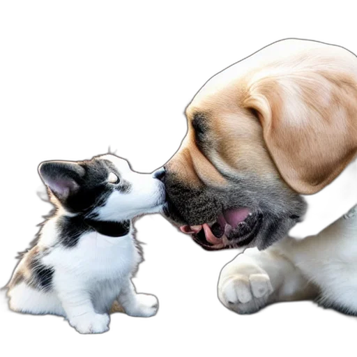 animal, photorealistic, dog, kissing transparent PNG cut-out