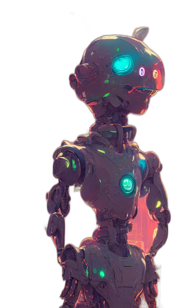 robot, creature, weapon, staff transparent PNG cut-out