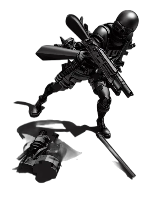 weapon, robot, sword, staff, concept art, 3d render, cyberpunk, comic book art transparent PNG cut-out