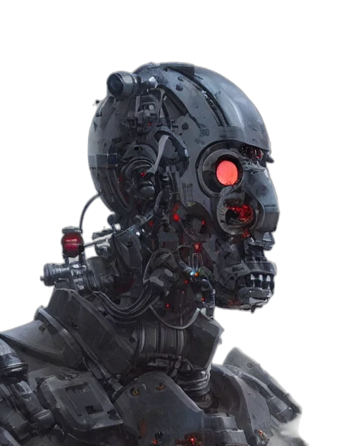 robot, face, mask, cyberpunk, concept art, 3d render, photorealistic, half transparent PNG cut-out