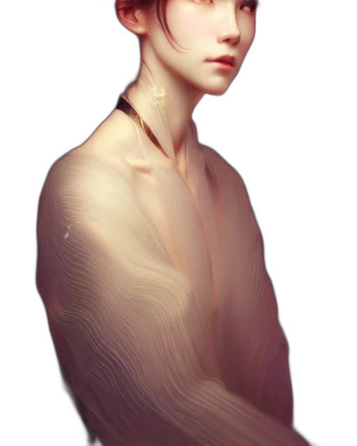face, dress, creature, robot, photorealistic, fantasy art, concept art, watercolor transparent PNG cut-out