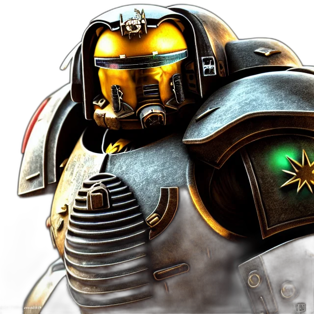 robot, concept art, fantasy art, comic book art, 3d render, golden, spacemarine, highly transparent PNG cut-out