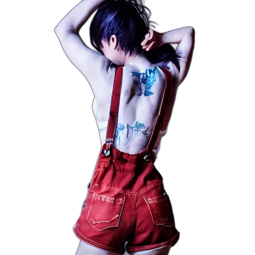dress, jacket, robot, cyberpunk, photorealistic, concept art, red, blue transparent PNG cut-out