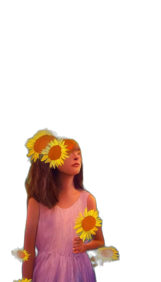 flower, dress, crown, creature transparent PNG cut-out