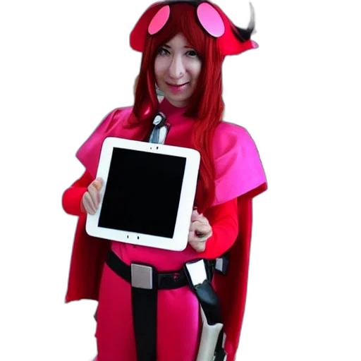 robot, staff, dragon, red, ipad, cosplay transparent PNG cut-out