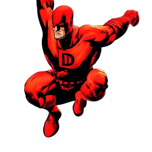 comic book art, concept art, red, daredevil transparent PNG cut-out